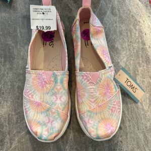 Toms Kids Pastel Tie-Dye Canvas Slip-Ons - Pink, Peach, Mint